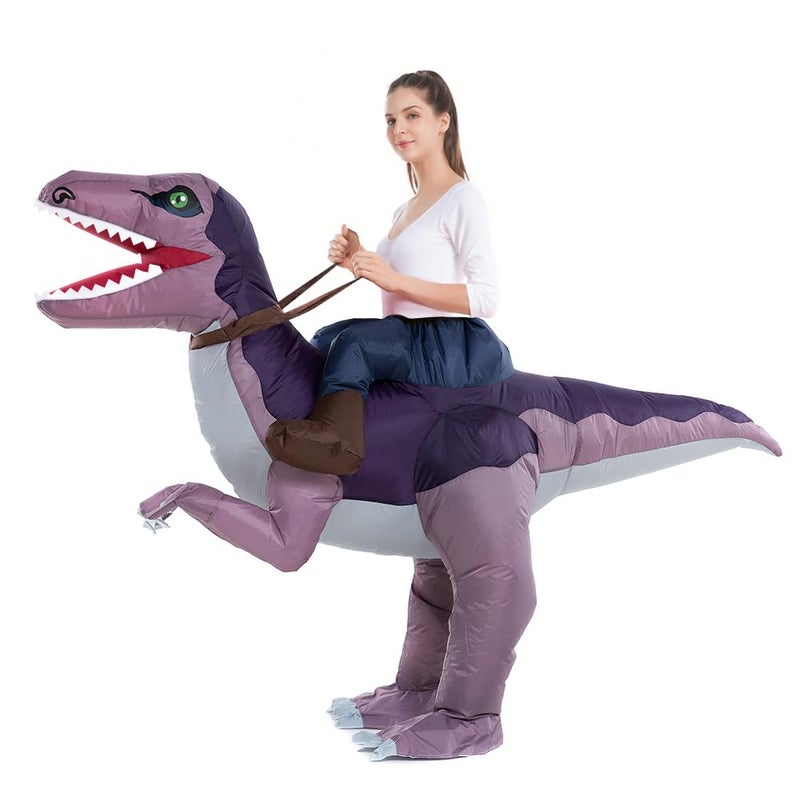 HSCTEK Inflatable Dinosaur Costume Adult Men Women, Inflatable Blow Up Costume Riding Velociraptor Dinosaur Costume Youth, Inflatable Ride On Dinosaur Halloween Costume Teen - Image 1